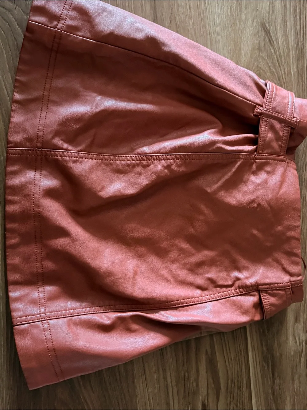 Free People Rust Vegan Leather Belted Mini Skirt
